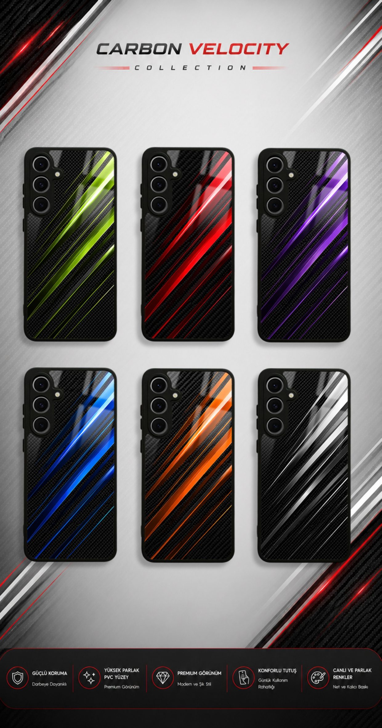Carbon Velocity koleksiyonundaki telefon kılıfı tasarımları