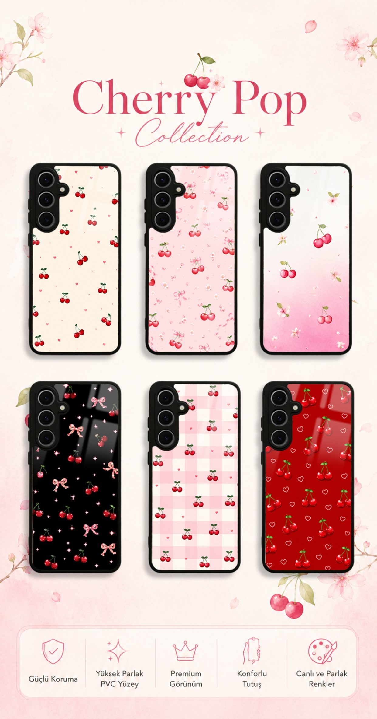 Cherry Pop koleksiyonundaki telefon kılıfı tasarımları