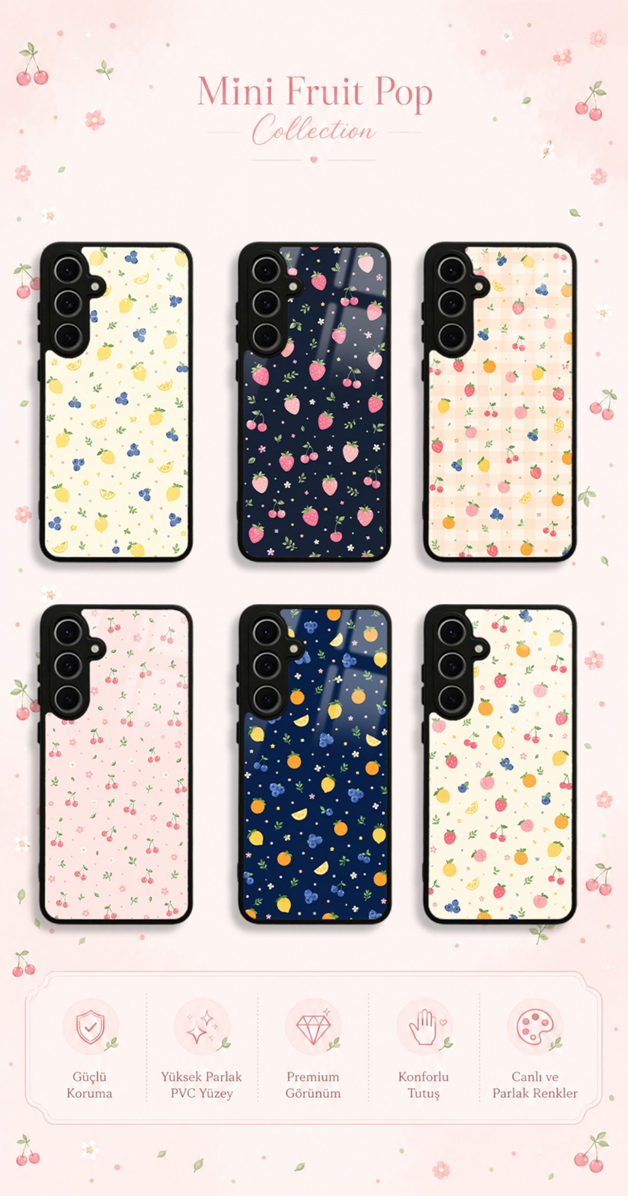 Mini Fruit Pop koleksiyonundaki telefon kılıfı tasarımları
