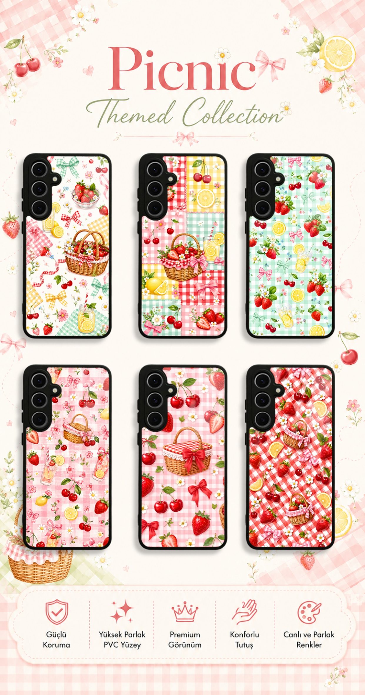 Picnic Themed koleksiyonundaki telefon kılıfı tasarımları