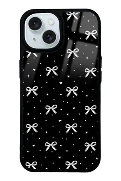 Beyaz Fiyonk desenli telefon kılıfı