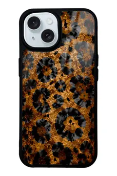 Bakır Leopar desenli telefon kılıfı