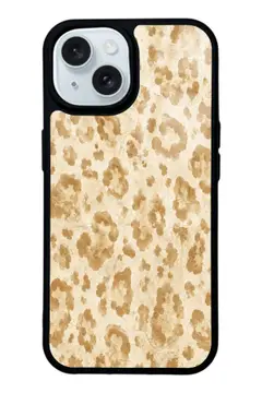 Krem Leopar desenli telefon kılıfı