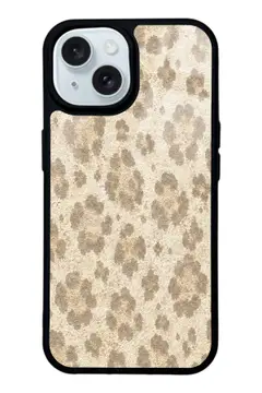 Bej Leopar desenli telefon kılıfı