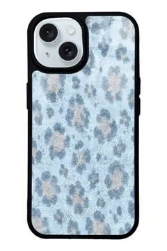 Buz Mavisi Leopar desenli telefon kılıfı