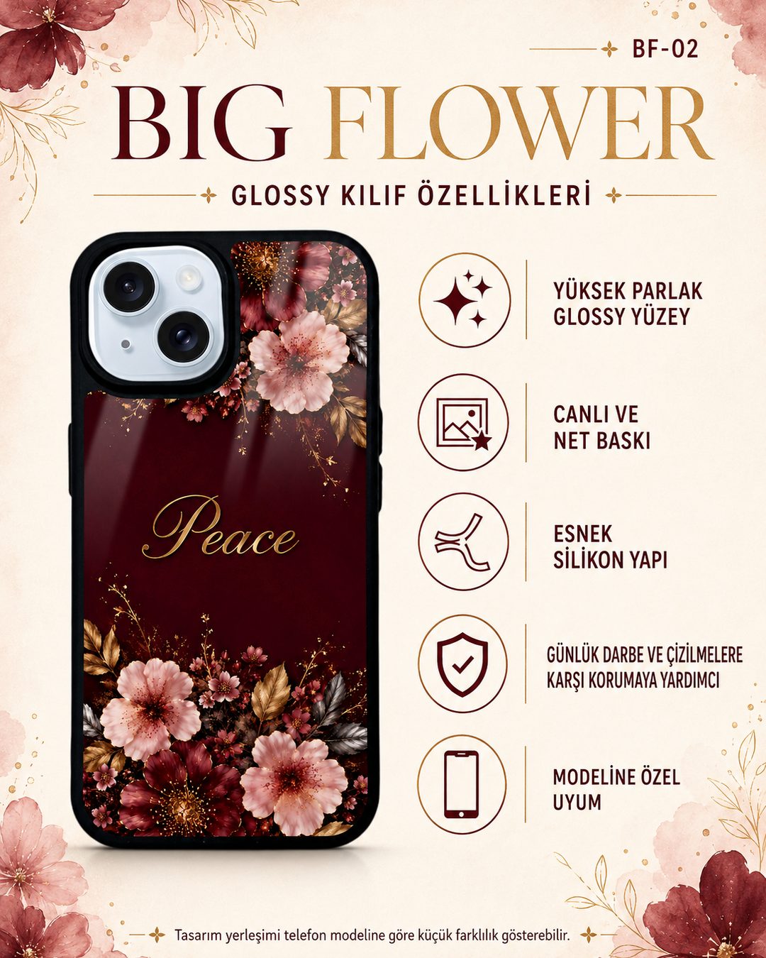 Big Flower 2 telefon kılıfı özellikleri
