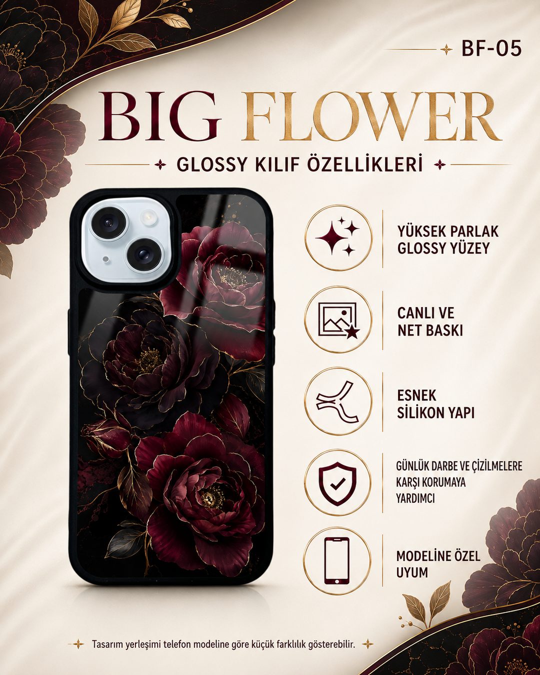 Big Flower 5 telefon kılıfı özellikleri