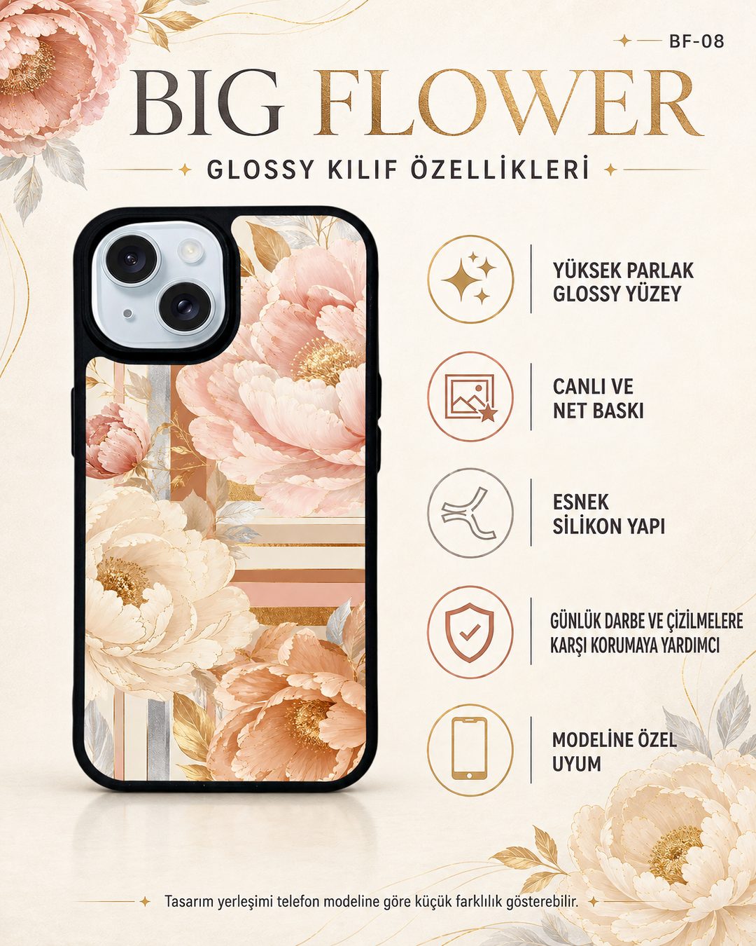 Big Flower 8 telefon kılıfı özellikleri