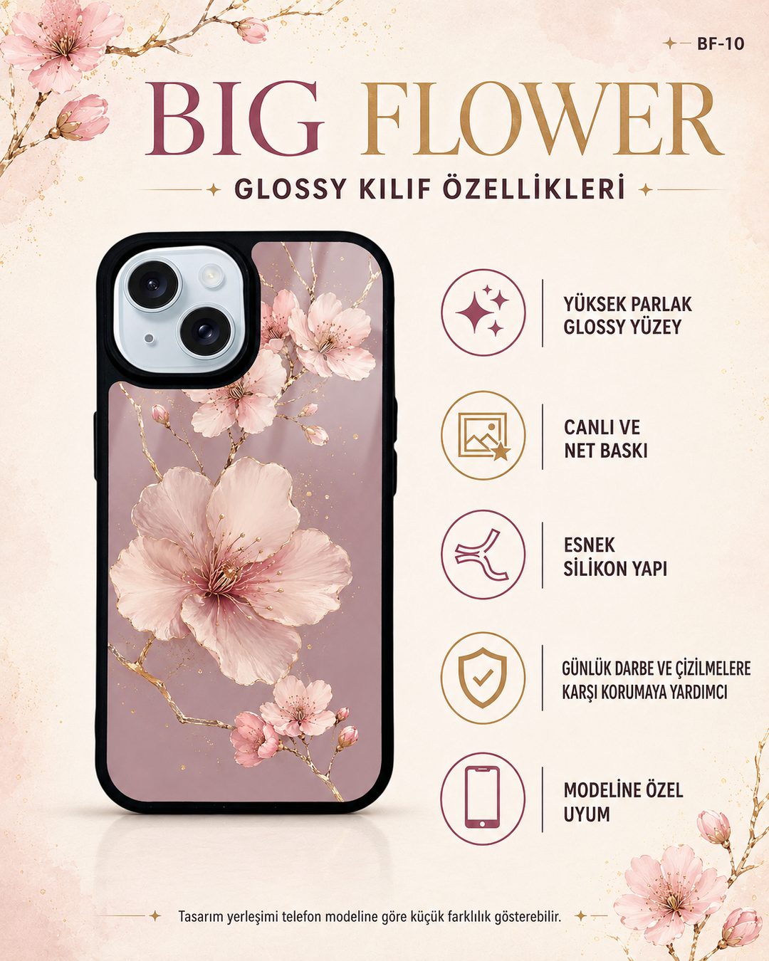 Big Flower 10 telefon kılıfı özellikleri