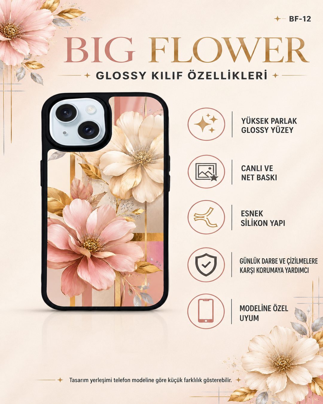 Big Flower 12 telefon kılıfı özellikleri