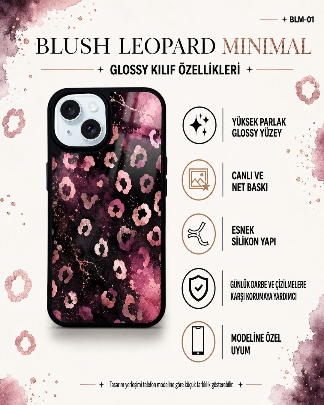 Blush Leopard Minimal 1 telefon kılıfı özellikleri