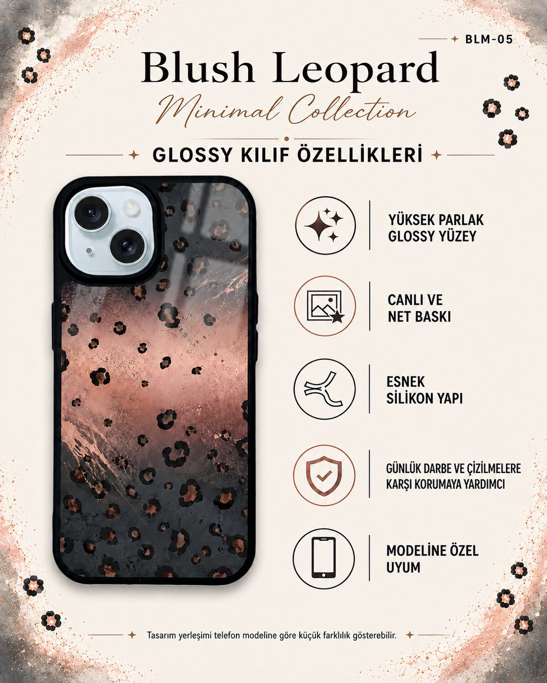 Blush Leopard Minimal 5 telefon kılıfı özellikleri