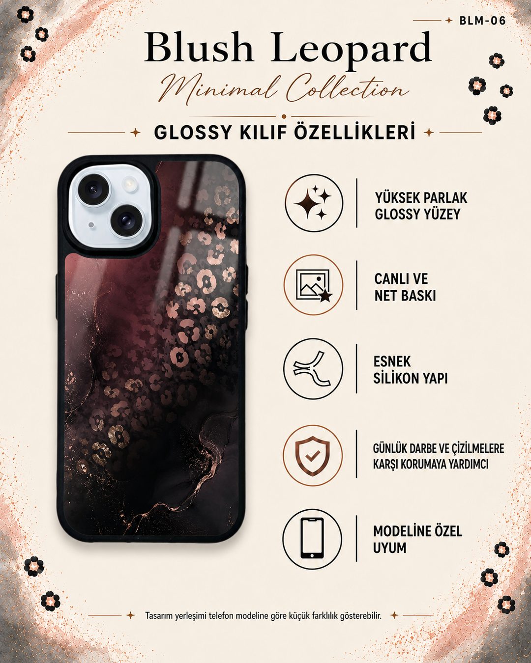 Blush Leopard Minimal 6 telefon kılıfı özellikleri