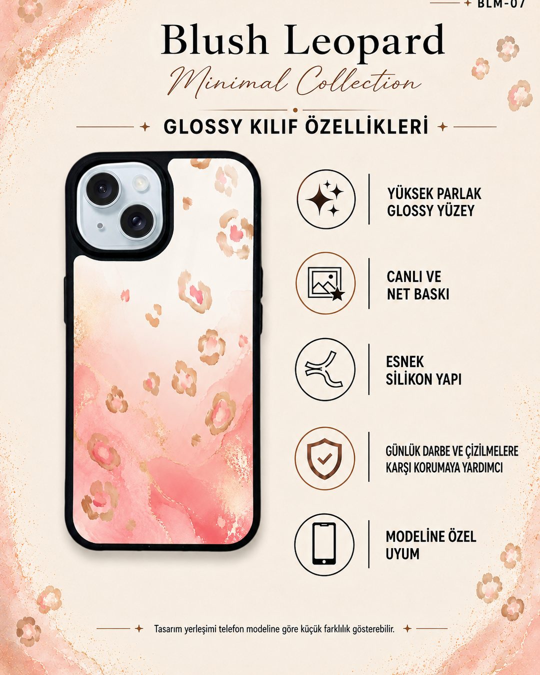 Blush Leopard Minimal 7 telefon kılıfı özellikleri