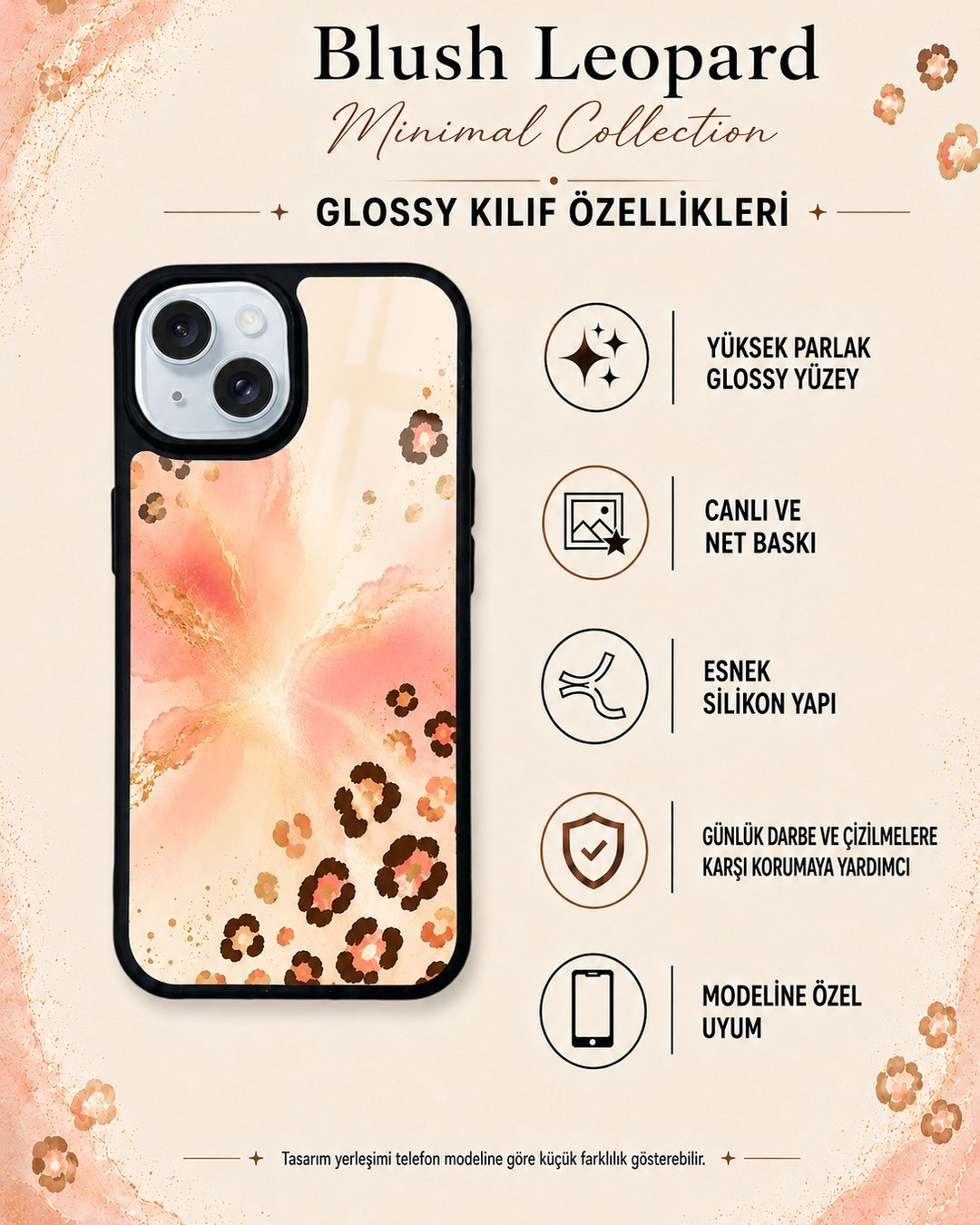 Blush Leopard Minimal 8 telefon kılıfı özellikleri
