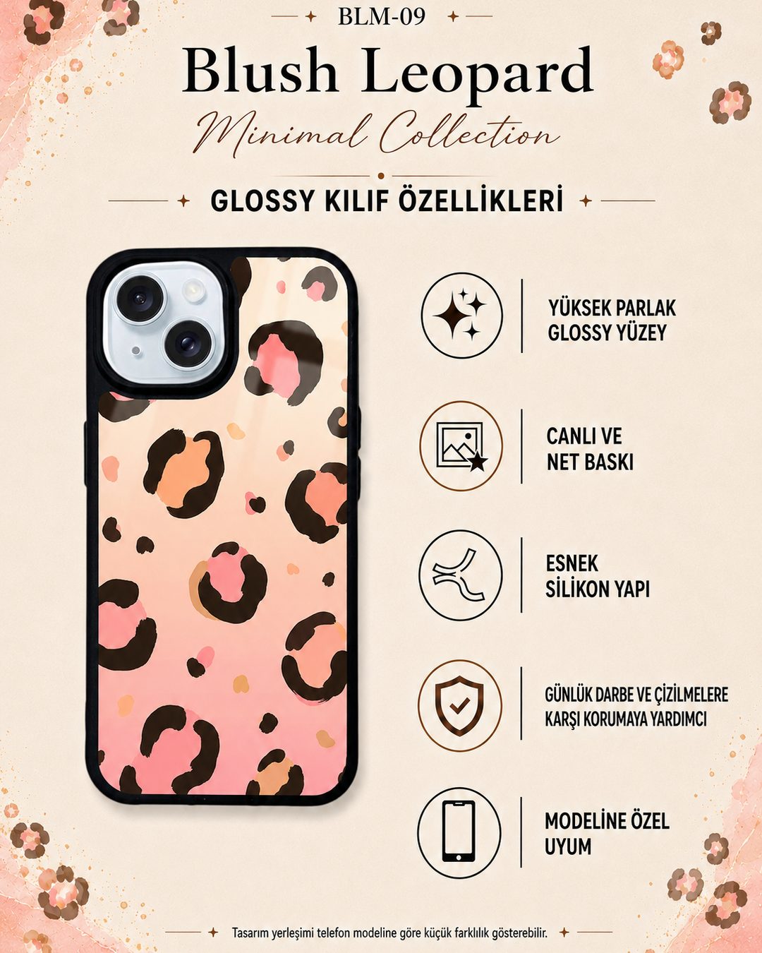 Blush Leopard Minimal 9 telefon kılıfı özellikleri