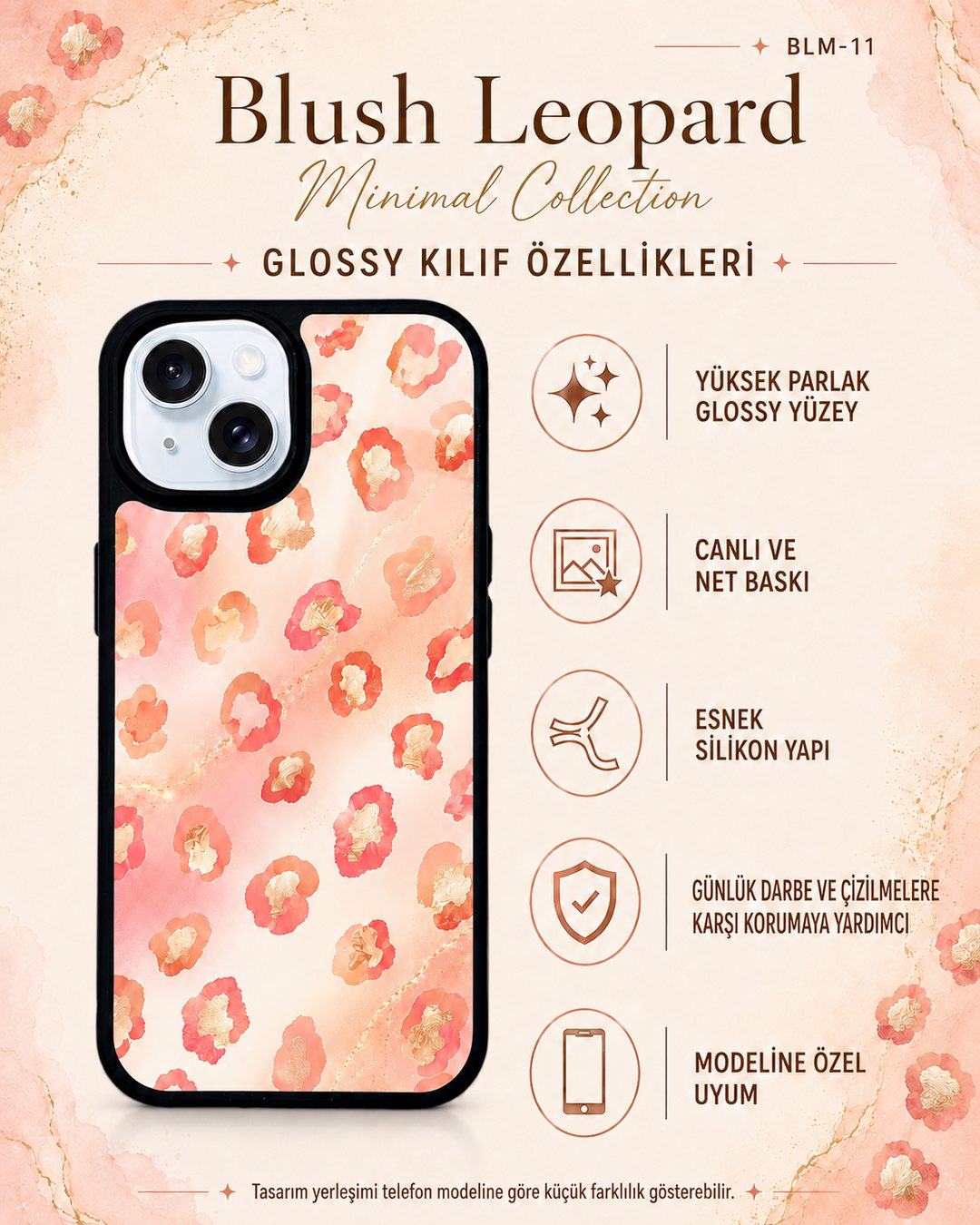 Blush Leopard Minimal 11 telefon kılıfı özellikleri
