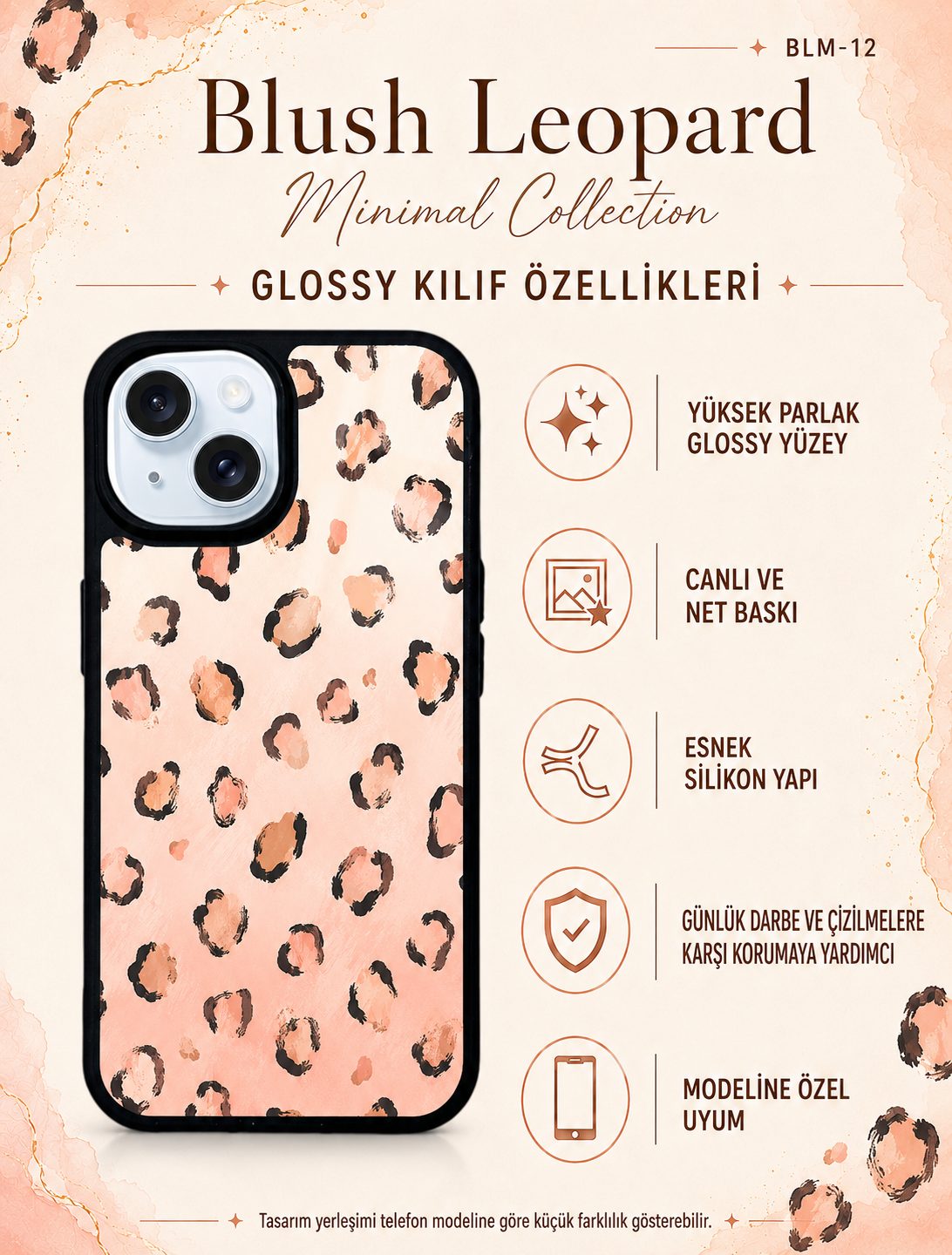 Blush Leopard Minimal 12 telefon kılıfı özellikleri