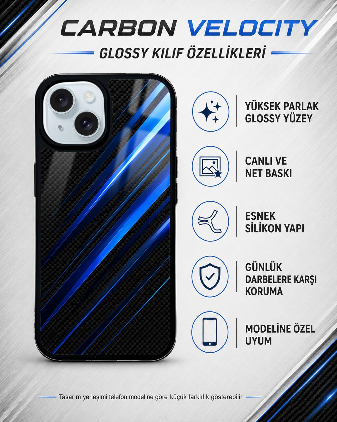 Safir karbon desenli telefon kılıfı özellikleri