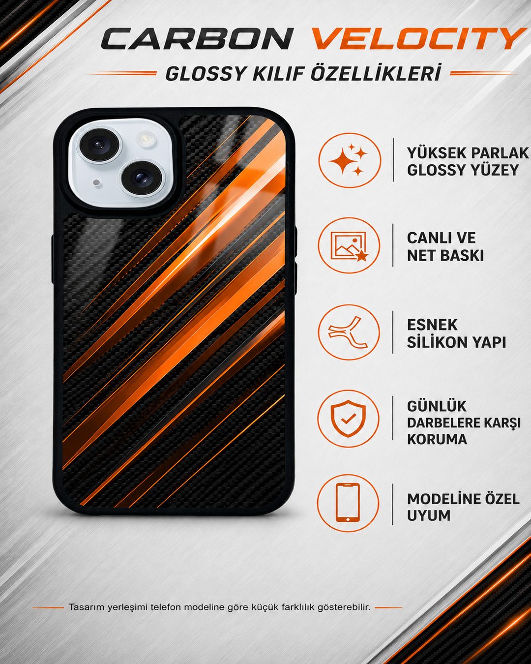 Amber karbon desenli telefon kılıfı özellikleri