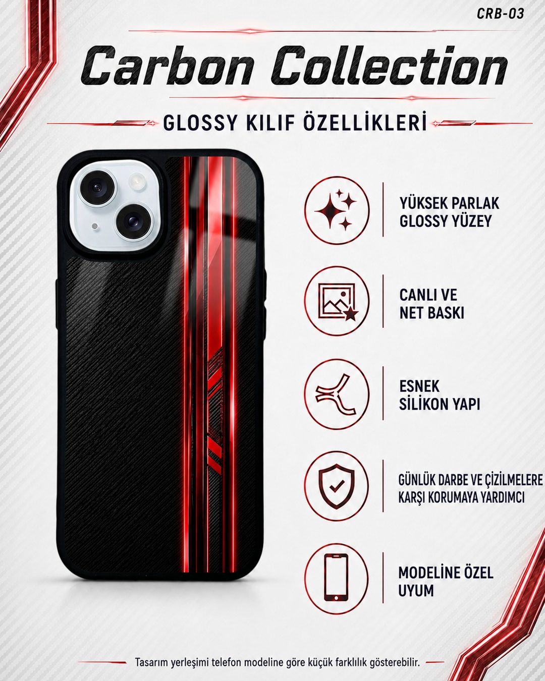 Kızıl Karbon desenli telefon kılıfı özellikleri