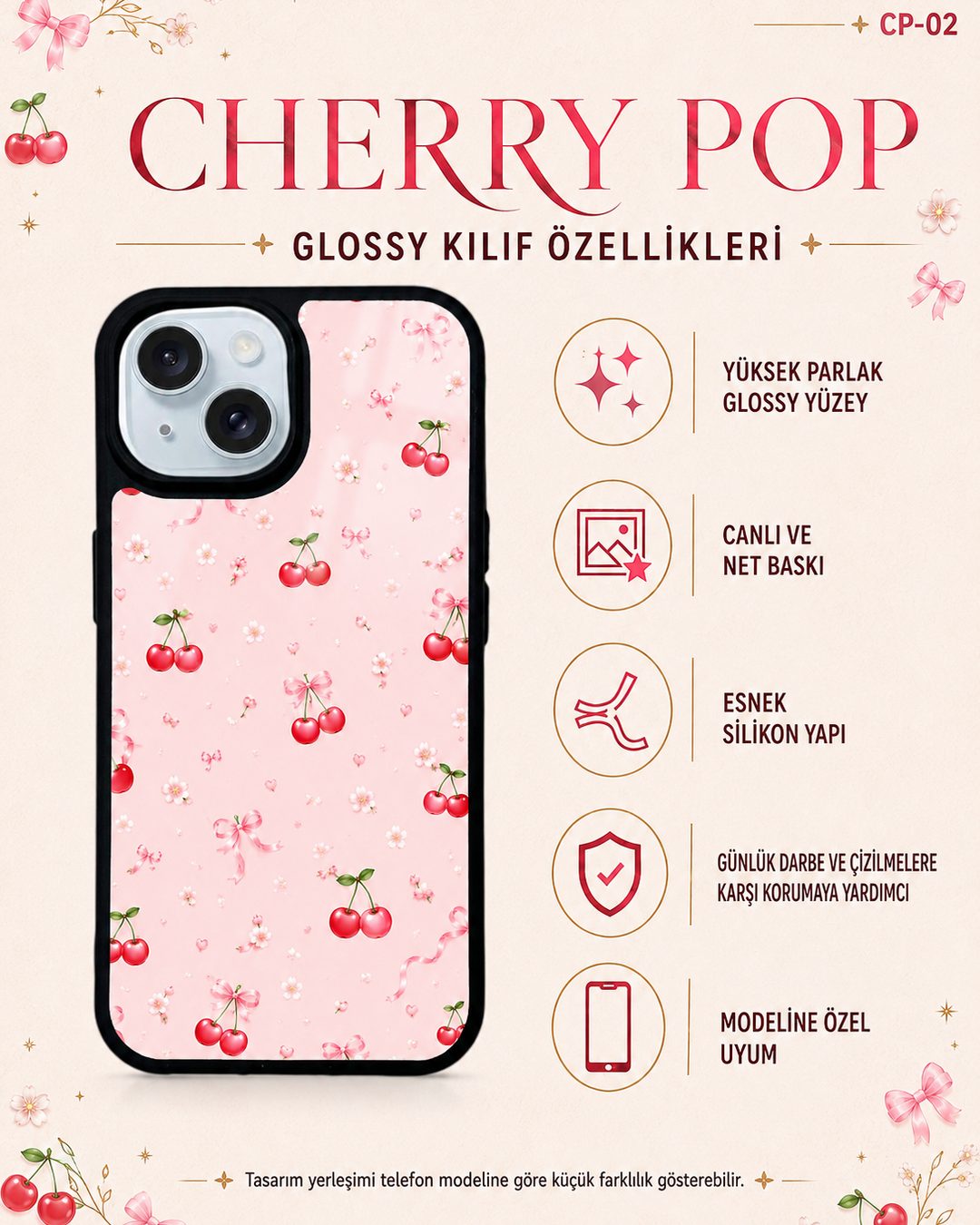 Cherry Pop 2 telefon kılıfı özellikleri