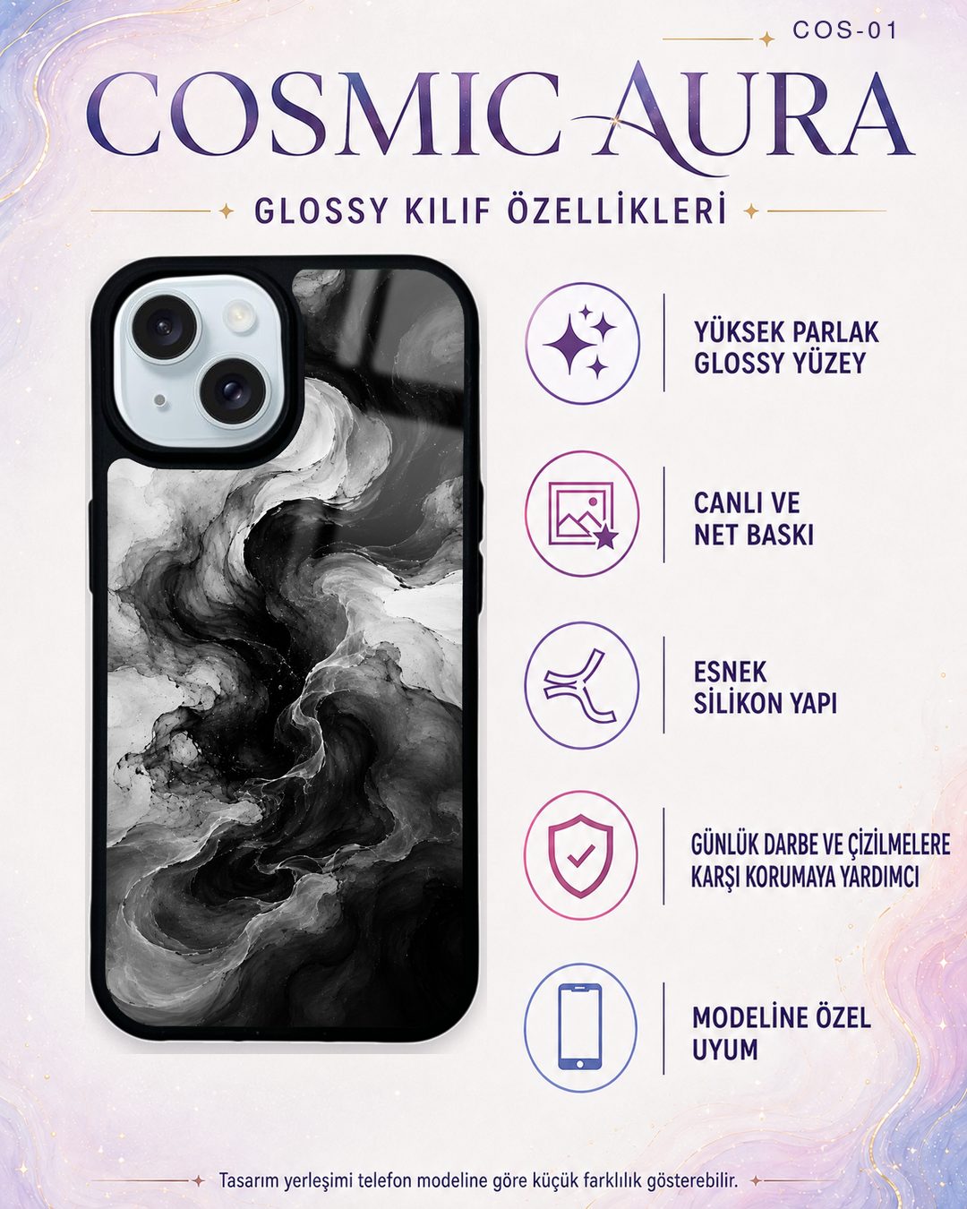 Cosmic Aura 1 telefon kılıfı özellikleri