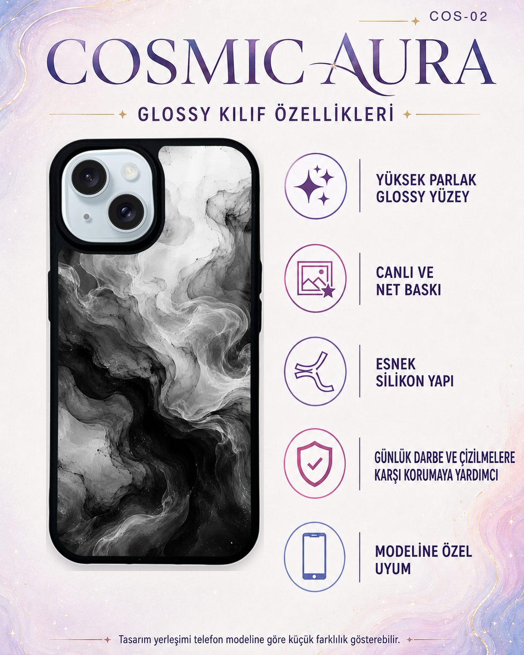 Cosmic Aura 2 telefon kılıfı özellikleri