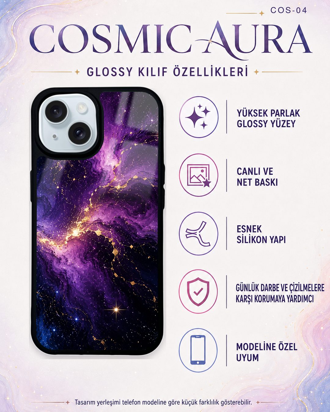 Cosmic Aura 4 telefon kılıfı özellikleri