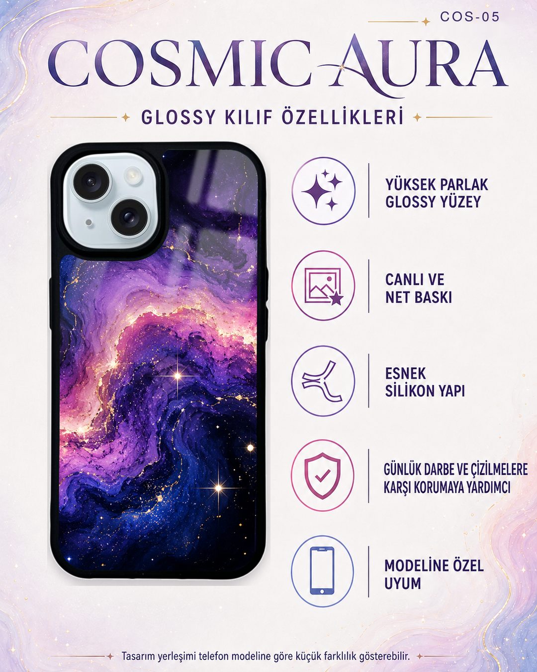 Cosmic Aura 5 telefon kılıfı özellikleri