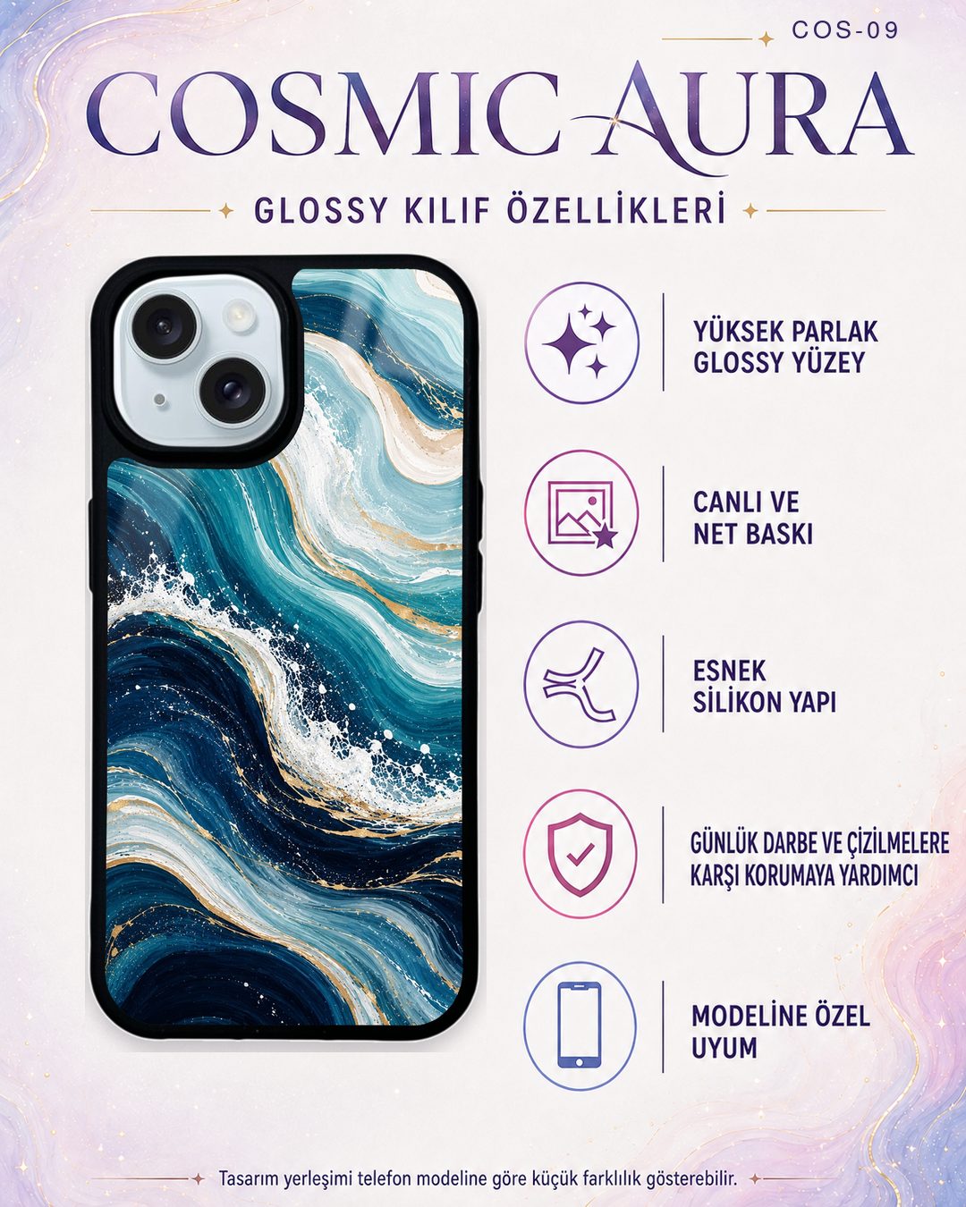 Cosmic Aura 9 telefon kılıfı özellikleri