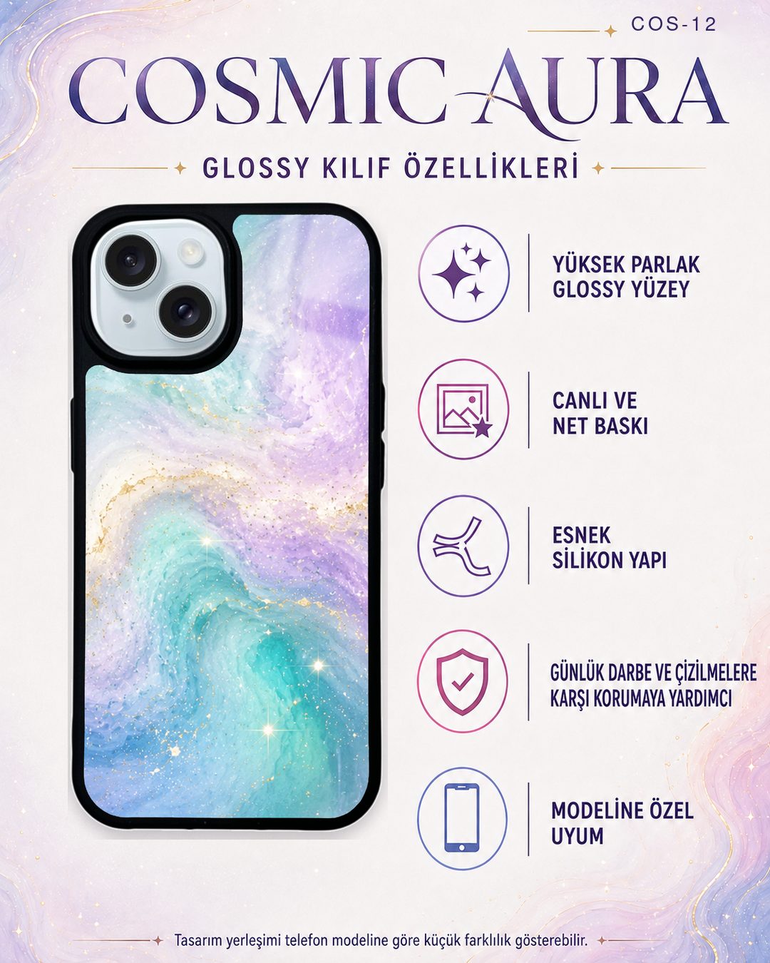 Cosmic Aura 12 telefon kılıfı özellikleri