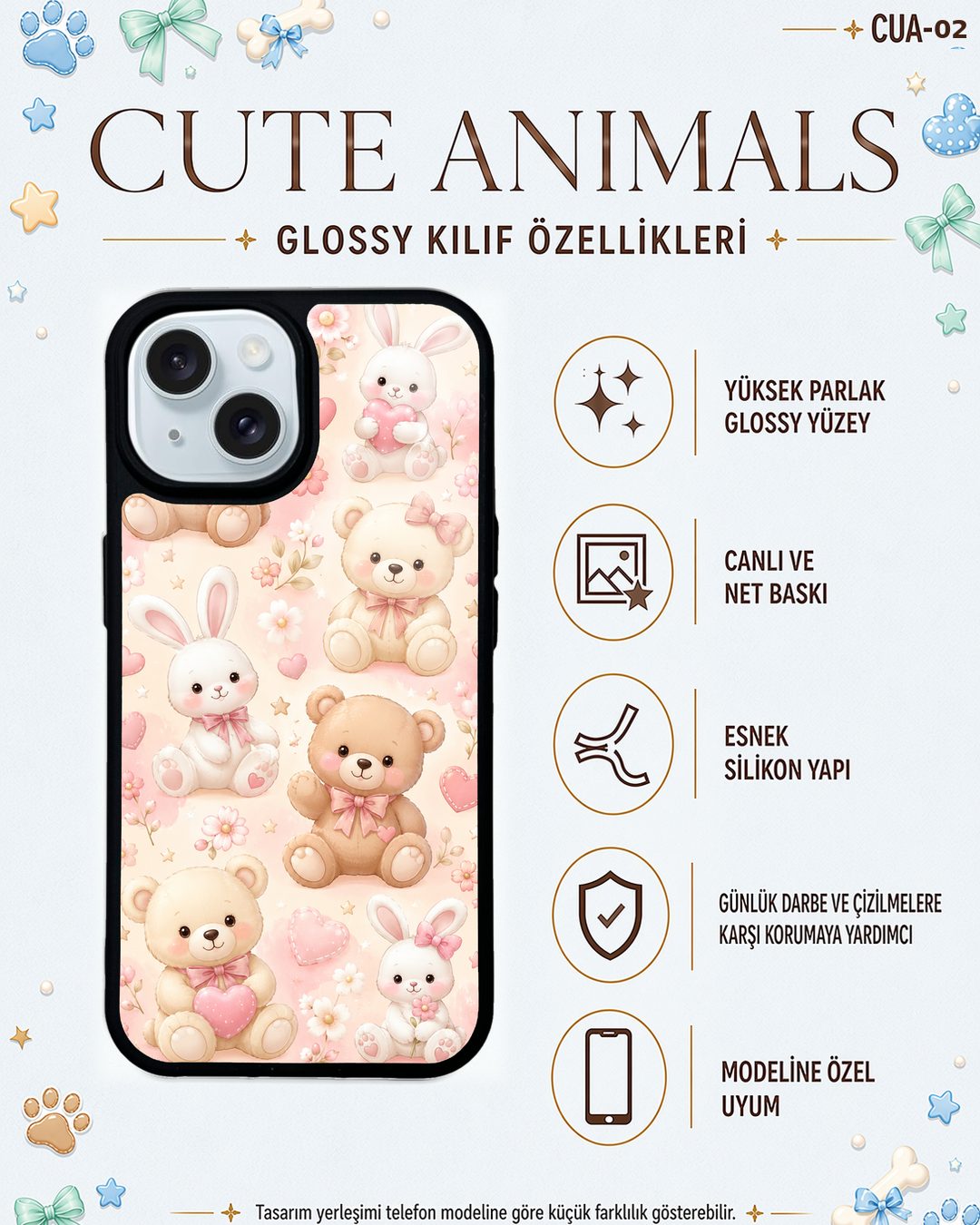Cute Animals 2 telefon kılıfı özellikleri