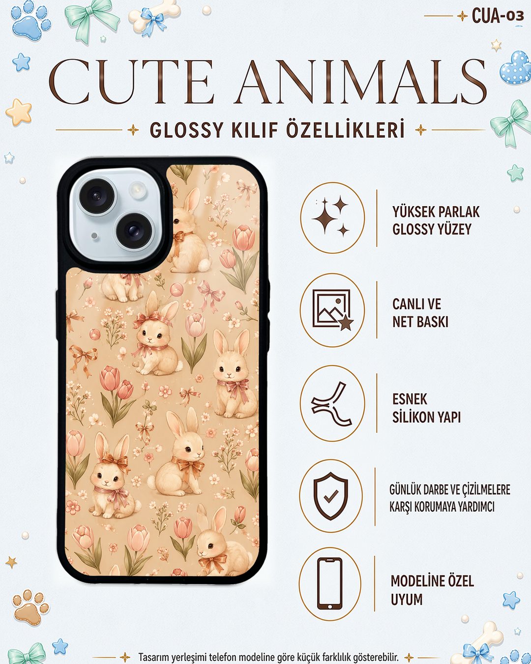 Cute Animals 3 telefon kılıfı özellikleri