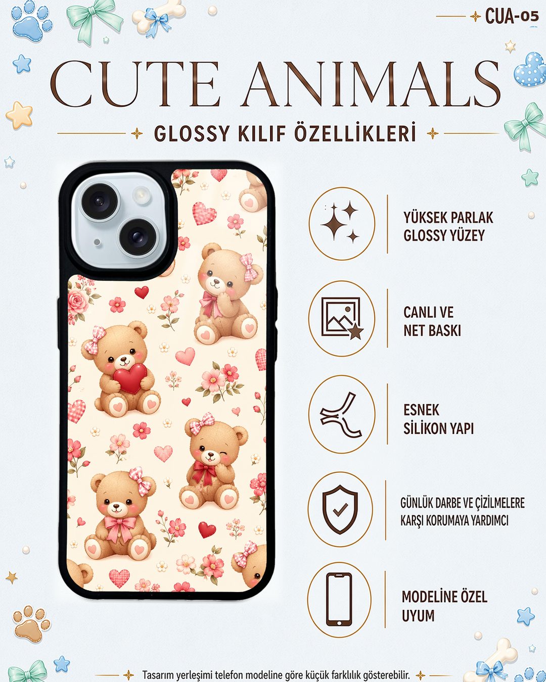 Cute Animals 5 telefon kılıfı özellikleri