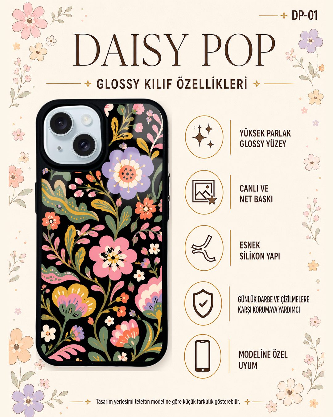 Daisy Pop 1 telefon kılıfı özellikleri
