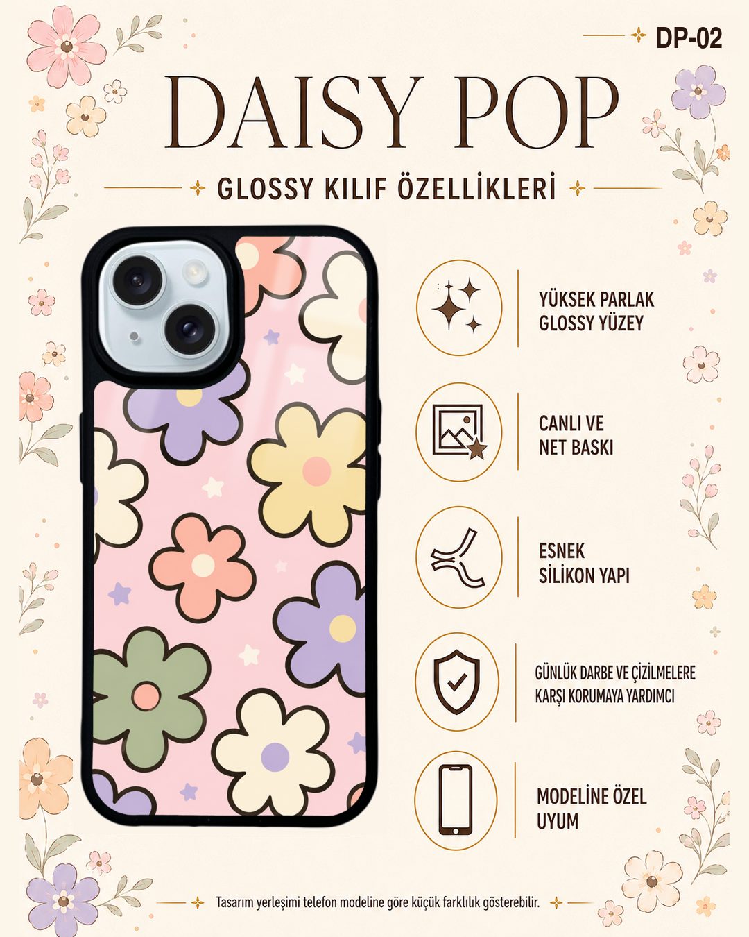 Daisy Pop 2 telefon kılıfı özellikleri