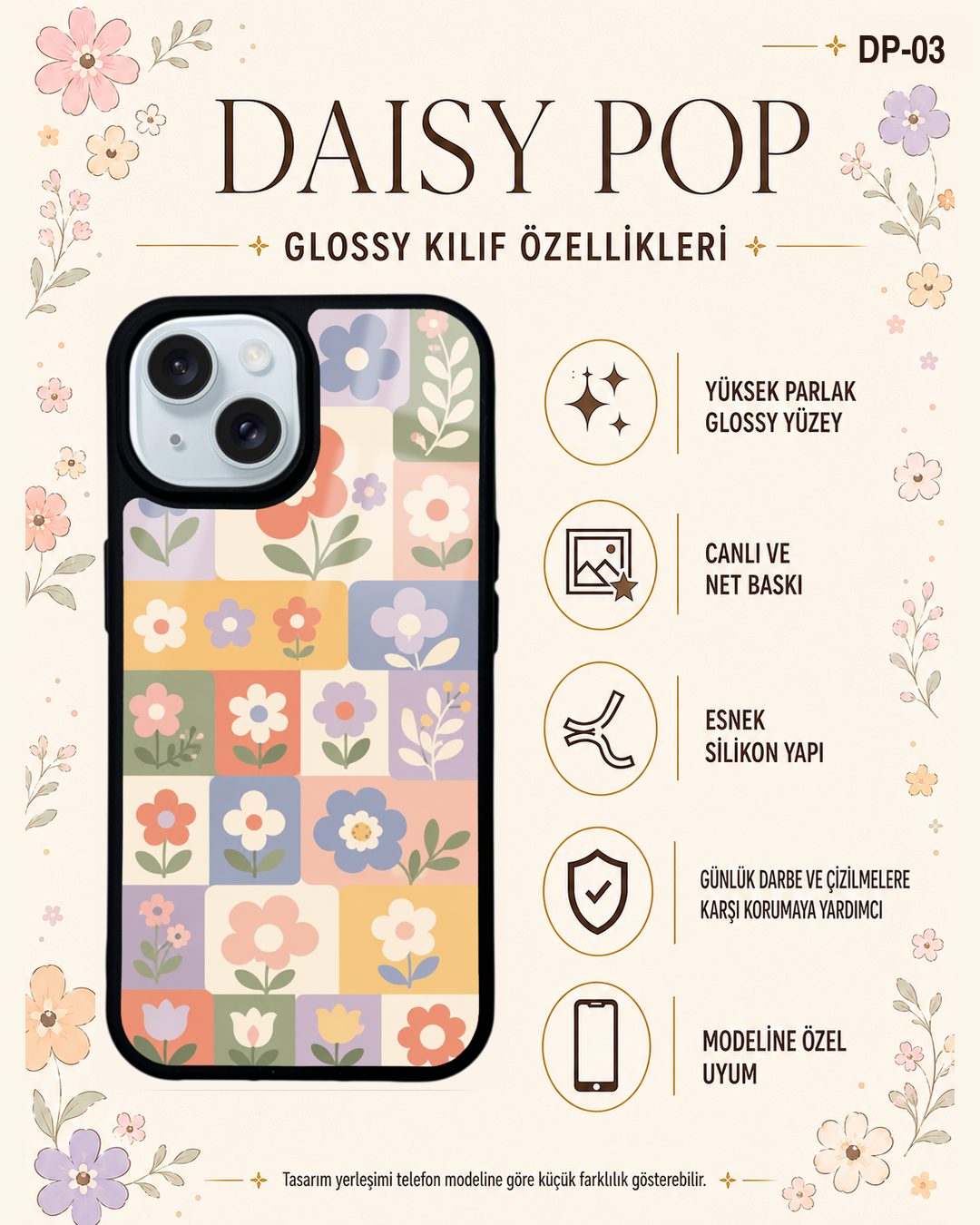 Daisy Pop 3 telefon kılıfı özellikleri