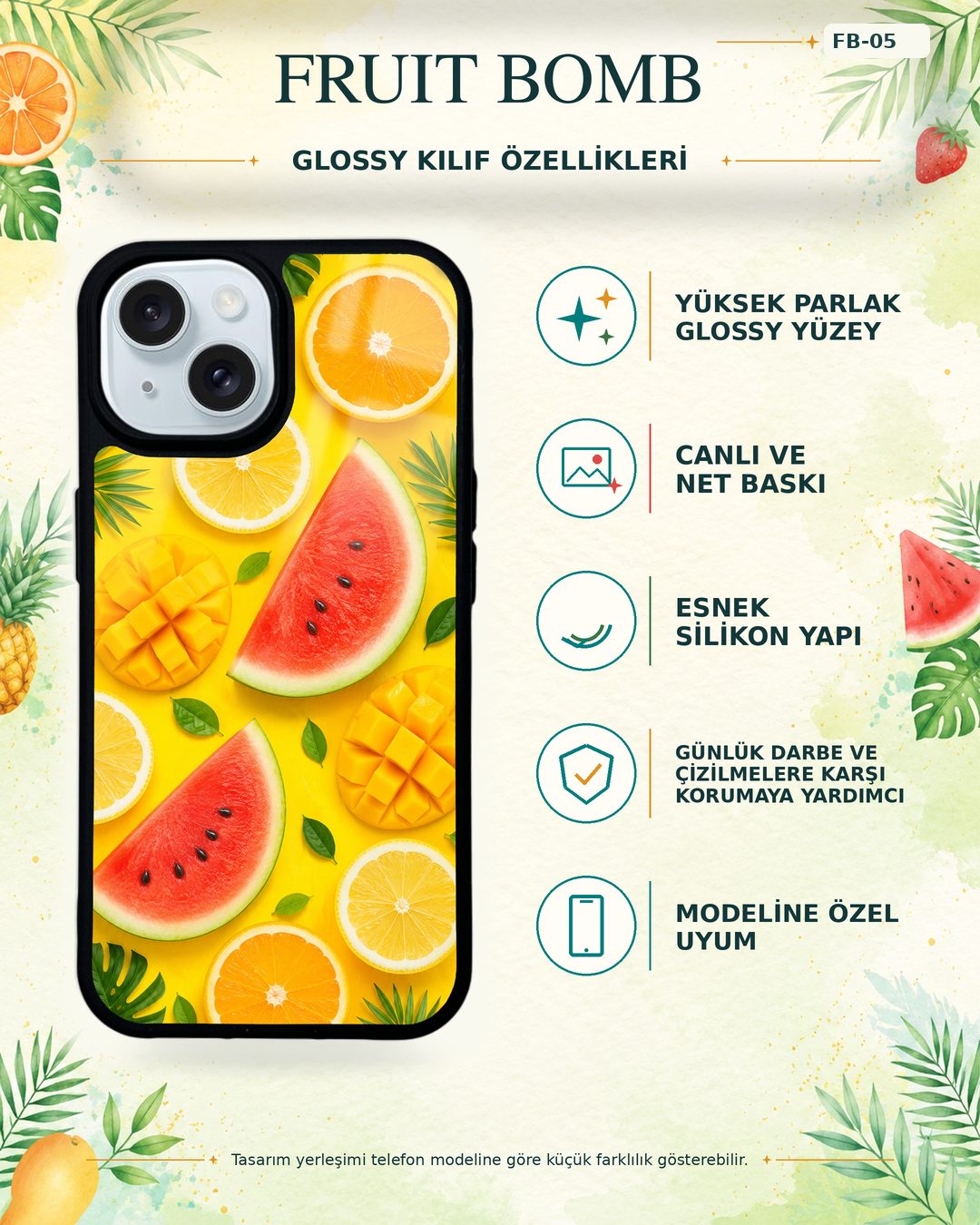 Fruit Bomb 5 telefon kılıfı özellikleri