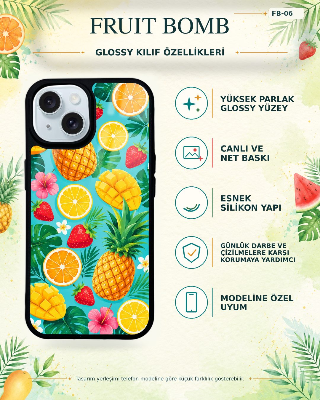 Fruit Bomb 6 telefon kılıfı özellikleri