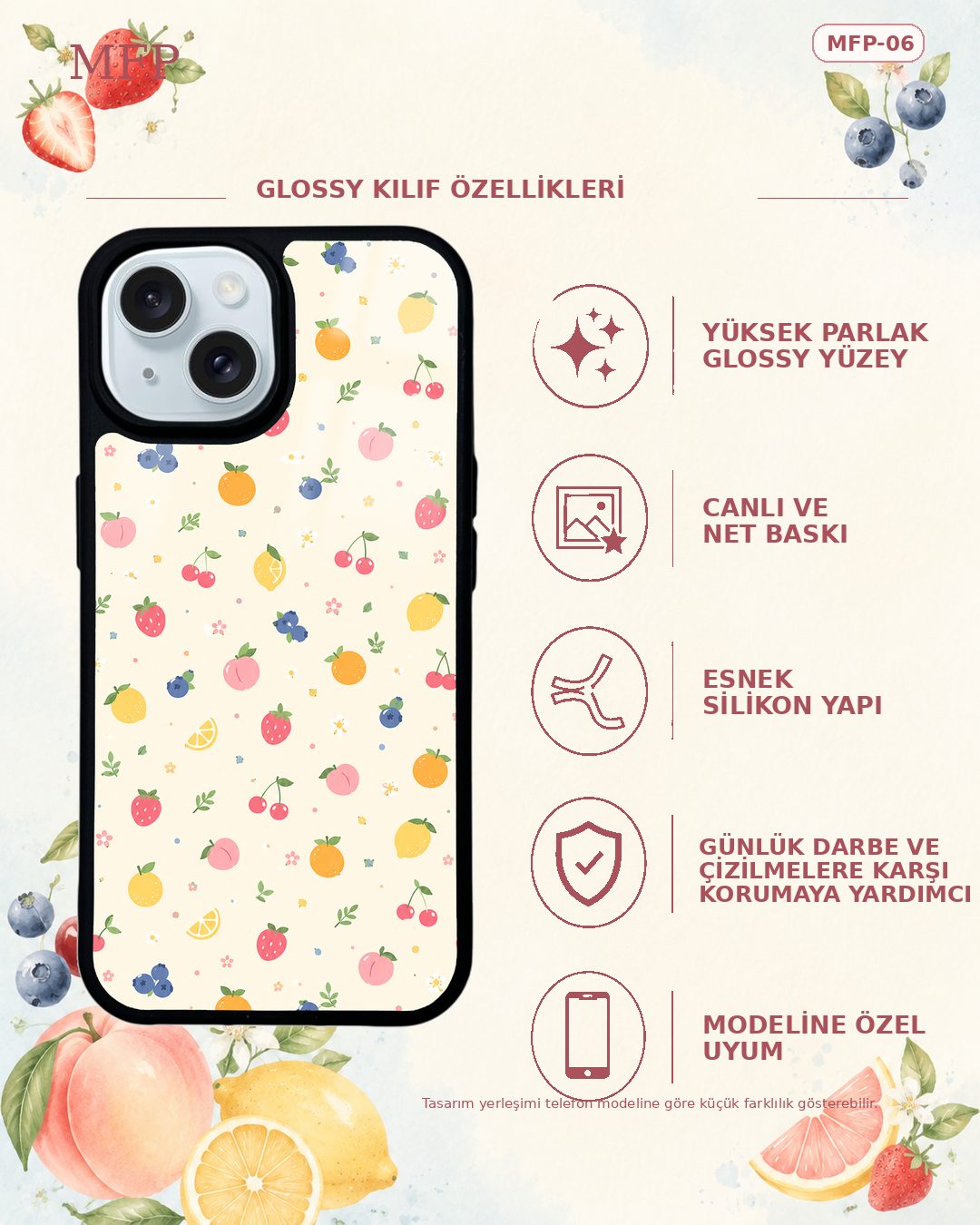 Mini Fruit Pop 6 telefon kılıfı özellikleri