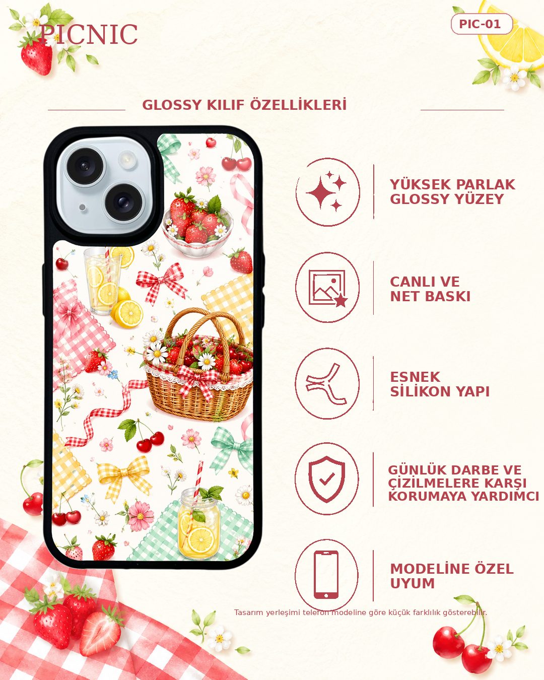 Picnic Themed 1 telefon kılıfı özellikleri