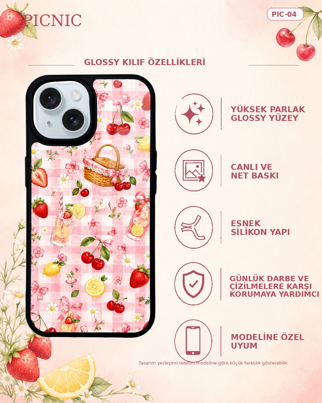 Picnic Themed 4 telefon kılıfı özellikleri