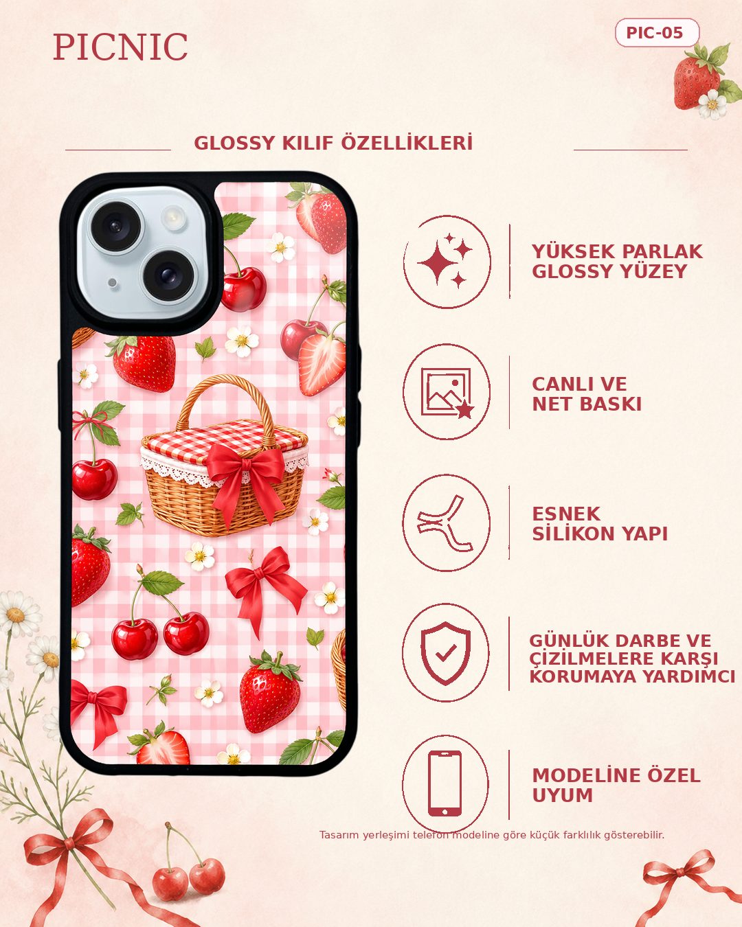 Picnic Themed 5 telefon kılıfı özellikleri