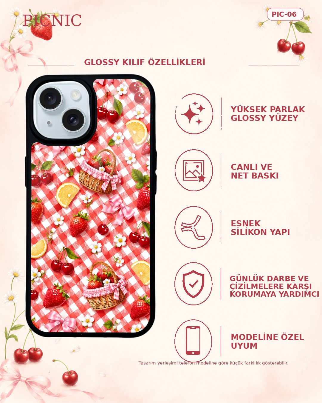 Picnic Themed 6 telefon kılıfı özellikleri