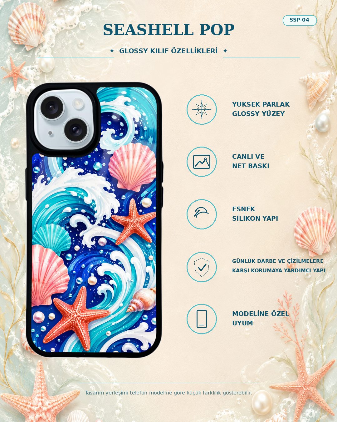 Seashell Pop 4 telefon kılıfı özellikleri