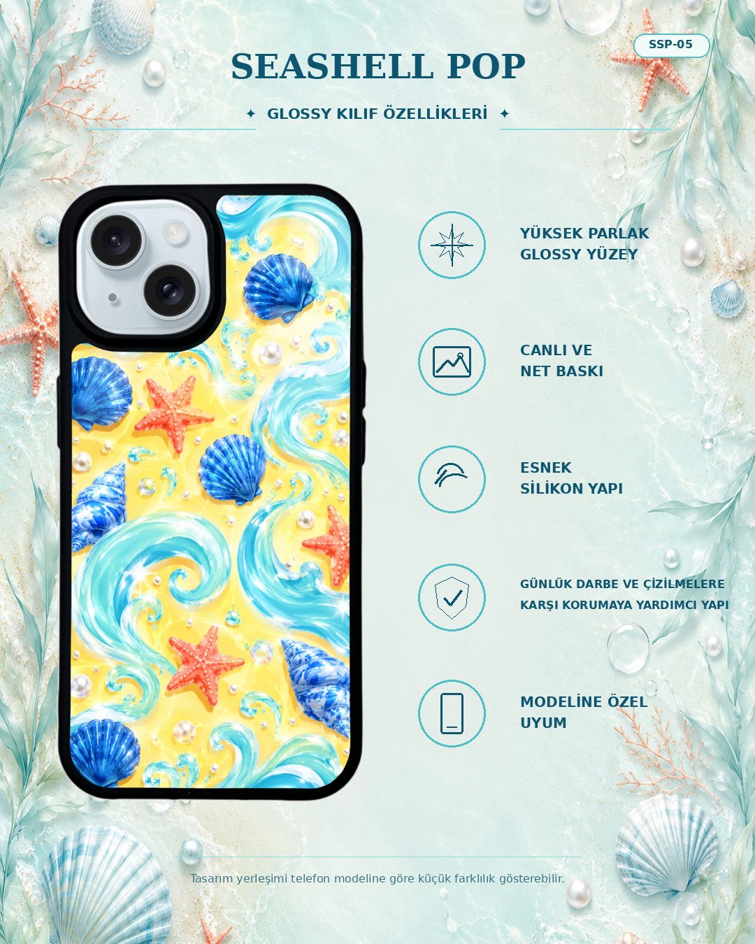 Seashell Pop 5 telefon kılıfı özellikleri