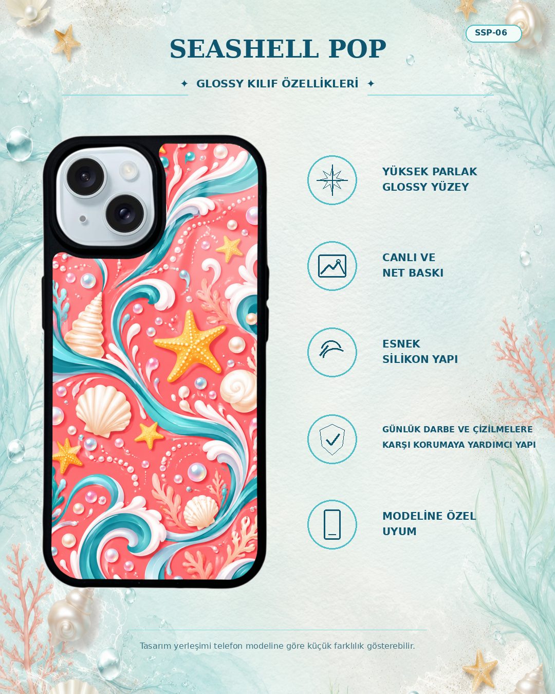 Seashell Pop 6 telefon kılıfı özellikleri