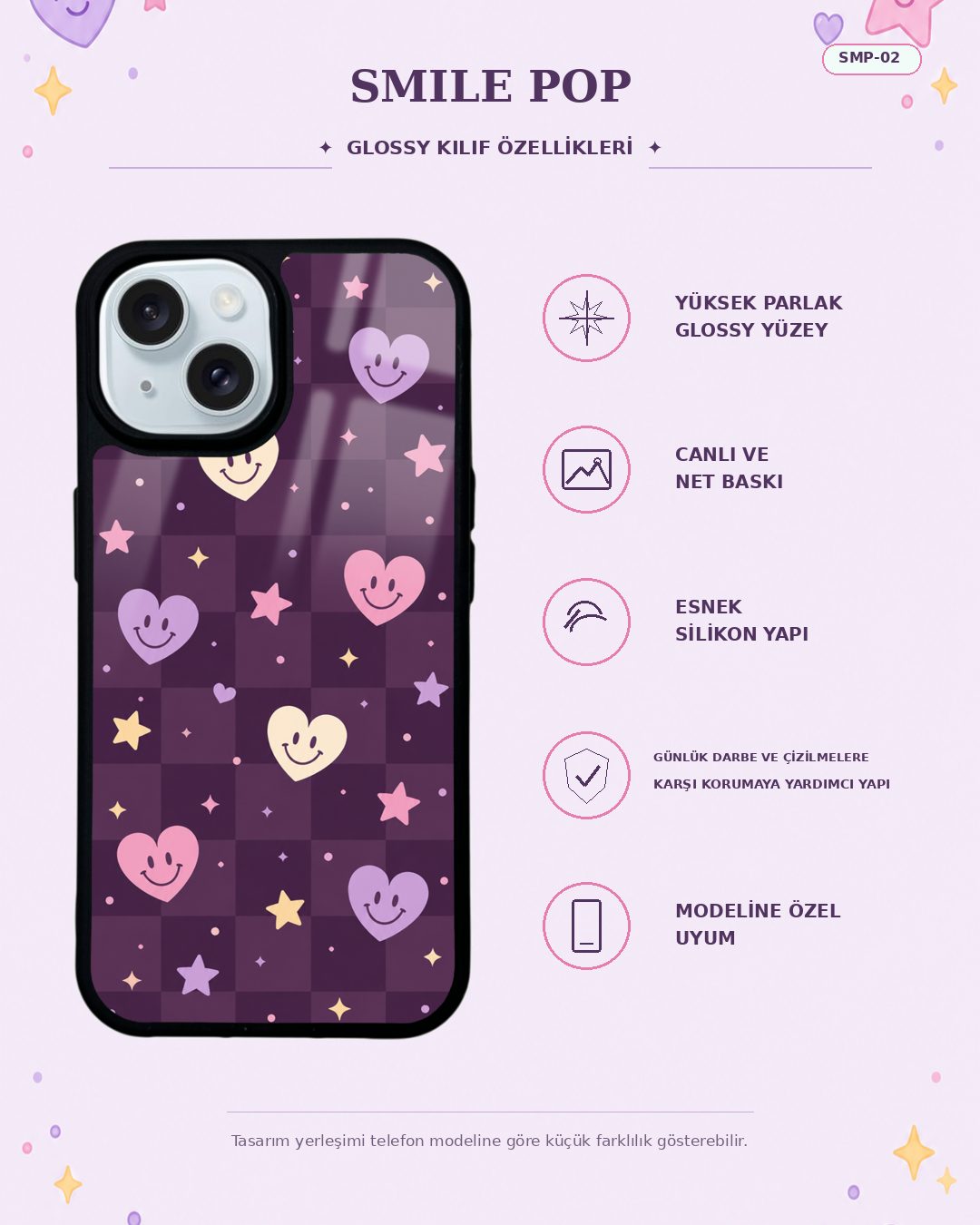 Smile Pop 2 telefon kılıfı özellikleri