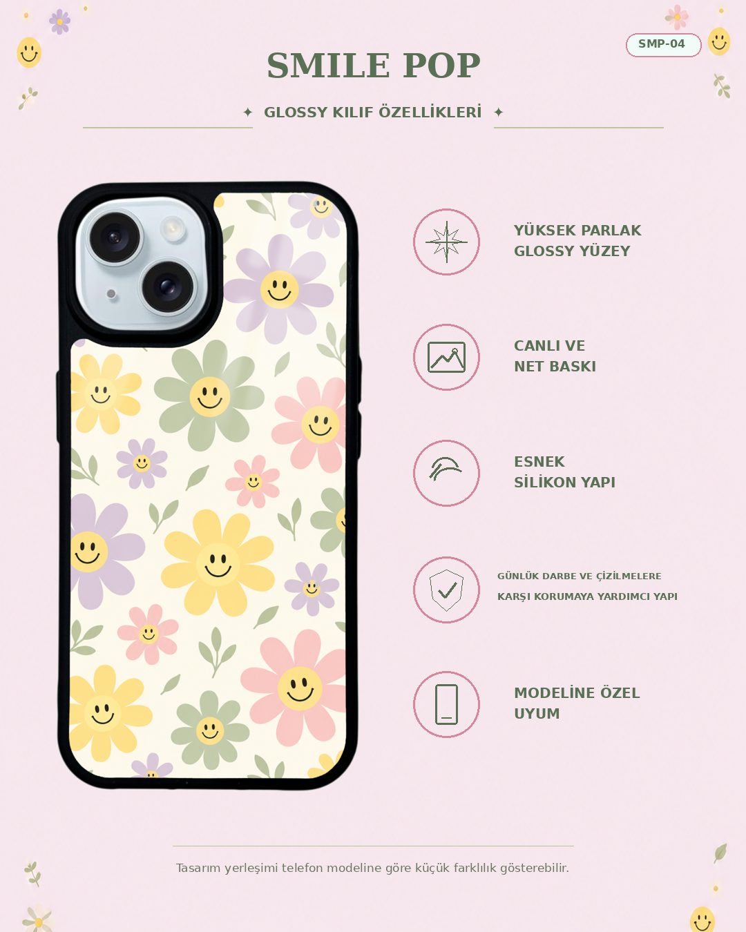 Smile Pop 4 telefon kılıfı özellikleri
